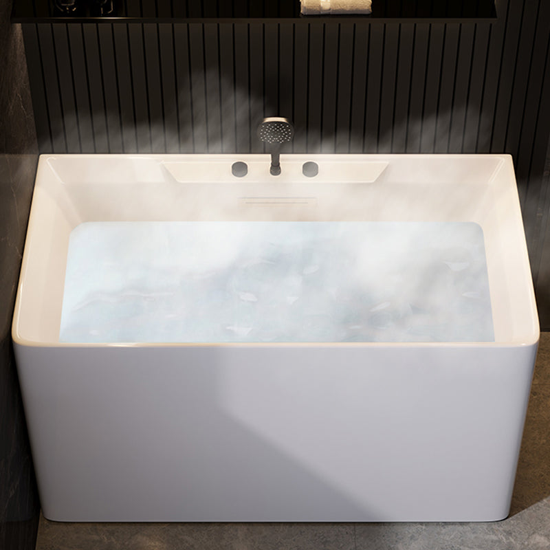 Contemporary Whirlpool / Soaking Bathtub Acrylic Rectangle Back to Wall Bathtub 55"L x 26"W x 26"H Faucet Included Clearhalo 'Bathroom Remodel & Bathroom Fixtures' 'Bathtubs' 'Home Improvement' 'home_improvement' 'home_improvement_bathtubs' 'Showers & Bathtubs' 6745086