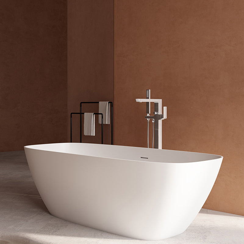 White Freestanding Soaking Bathtub Modern Rectangle Stone Bathtub Clearhalo 'Bathroom Remodel & Bathroom Fixtures' 'Bathtubs' 'Home Improvement' 'home_improvement' 'home_improvement_bathtubs' 'Showers & Bathtubs' 6745125