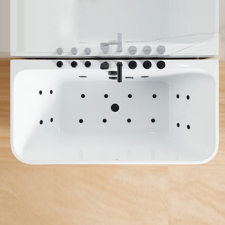 Rectangle Air / Whirlpool Bathtub Modern Back to Wall Acrylic Bathtub 63"L x 31"W x 24"H Message & Bubble & Chromatherapy Tub with Black 5-Piece Set Clearhalo 'Bathroom Remodel & Bathroom Fixtures' 'Bathtubs' 'Home Improvement' 'home_improvement' 'home_improvement_bathtubs' 'Showers & Bathtubs' 6745167