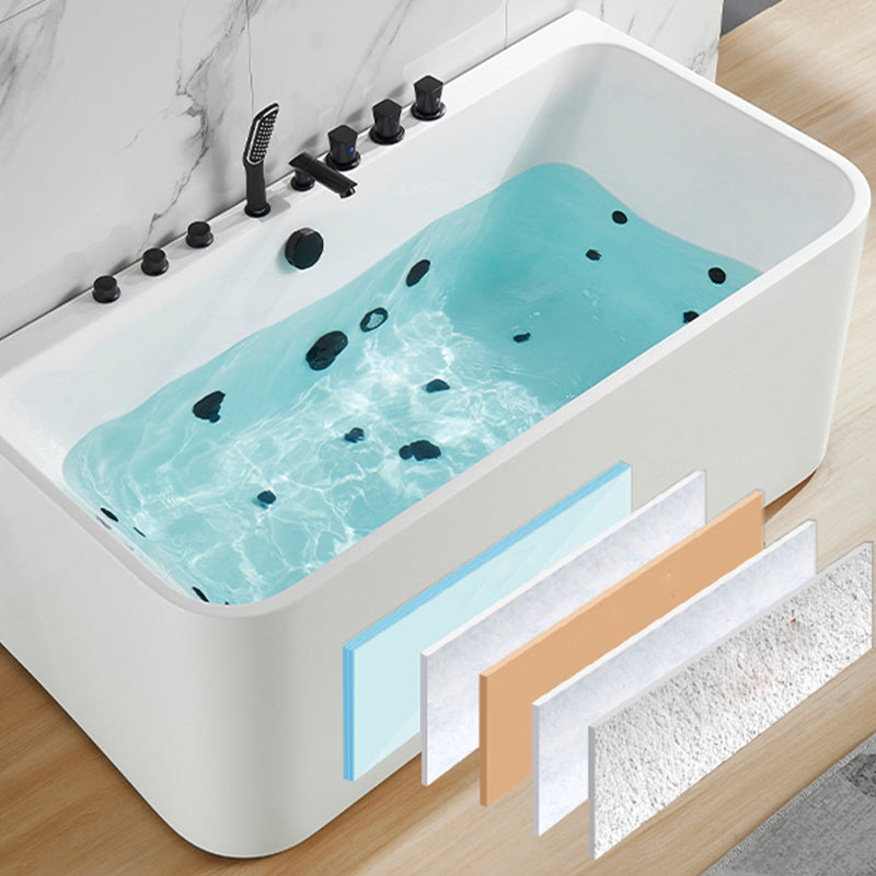 Rectangle Air / Whirlpool Bathtub Modern Back to Wall Acrylic Bathtub Clearhalo 'Bathroom Remodel & Bathroom Fixtures' 'Bathtubs' 'Home Improvement' 'home_improvement' 'home_improvement_bathtubs' 'Showers & Bathtubs' 6745177