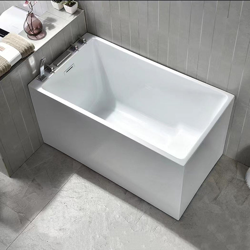 Contemporary Rectangle Acrylic Bathtub Freestanding Soaking Bathtub With Seat Tub with Silver 5-Piece Set Clearhalo 'Bathroom Remodel & Bathroom Fixtures' 'Bathtubs' 'Home Improvement' 'home_improvement' 'home_improvement_bathtubs' 'Showers & Bathtubs' 6745302
