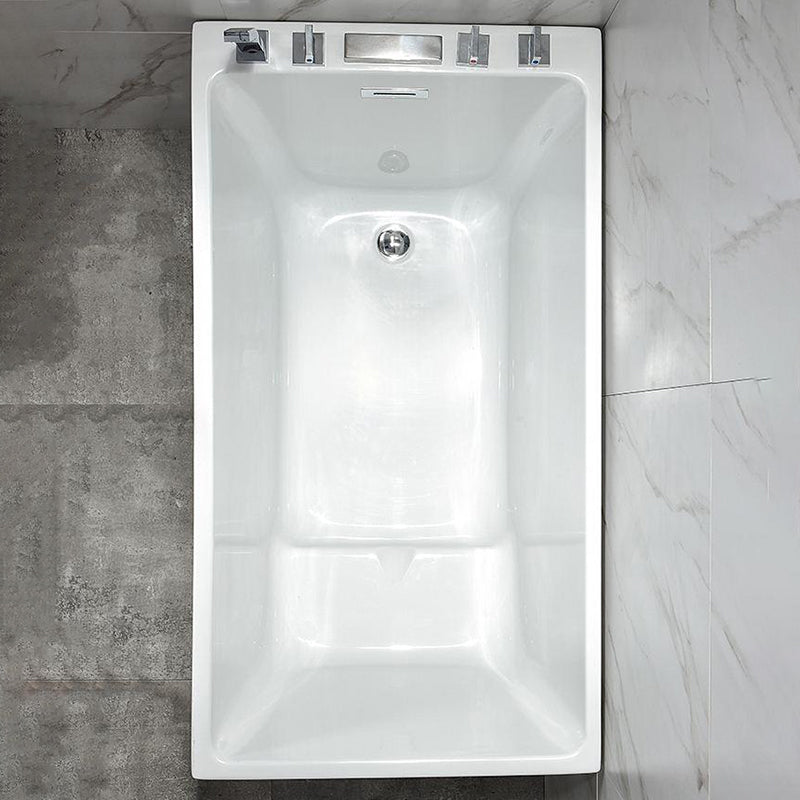 Contemporary Rectangle Acrylic Bathtub Freestanding Soaking Bathtub 51"L x 26"W x 25"H With Seat Tub with Silver 5-Piece Set Clearhalo 'Bathroom Remodel & Bathroom Fixtures' 'Bathtubs' 'Home Improvement' 'home_improvement' 'home_improvement_bathtubs' 'Showers & Bathtubs' 6745306