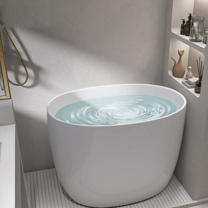 Modern Ellipse Acrylic White Bathtub Back to Wall with Drain Bath Tub White Tub Clearhalo 'Bathroom Remodel & Bathroom Fixtures' 'Bathtubs' 'Home Improvement' 'home_improvement' 'home_improvement_bathtubs' 'Showers & Bathtubs' 6745598