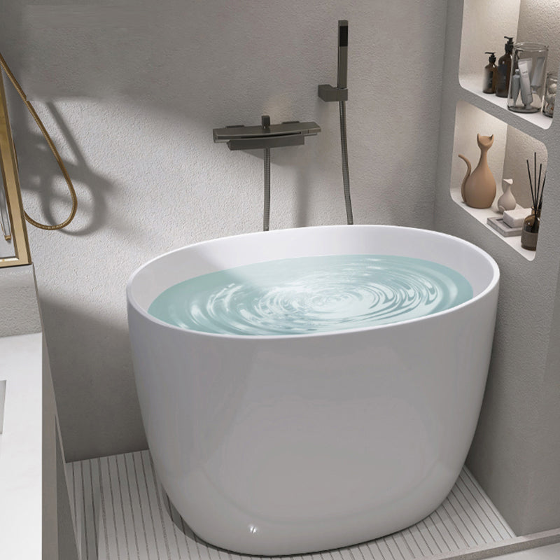 Modern Ellipse Acrylic White Bathtub Back to Wall with Drain Bath Tub Gun Grey Tub with Wall Mounted Faucets Clearhalo 'Bathroom Remodel & Bathroom Fixtures' 'Bathtubs' 'Home Improvement' 'home_improvement' 'home_improvement_bathtubs' 'Showers & Bathtubs' 6745601