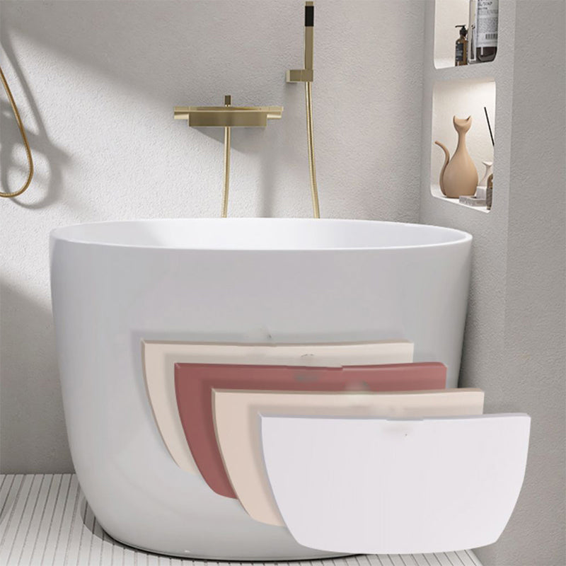 Modern Ellipse Acrylic White Bathtub Back to Wall with Drain Bath Tub Clearhalo 'Bathroom Remodel & Bathroom Fixtures' 'Bathtubs' 'Home Improvement' 'home_improvement' 'home_improvement_bathtubs' 'Showers & Bathtubs' 6745608