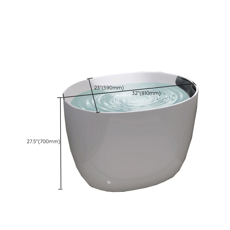 Modern Ellipse Acrylic White Bathtub Back to Wall with Drain Bath Tub Clearhalo 'Bathroom Remodel & Bathroom Fixtures' 'Bathtubs' 'Home Improvement' 'home_improvement' 'home_improvement_bathtubs' 'Showers & Bathtubs' 6745613
