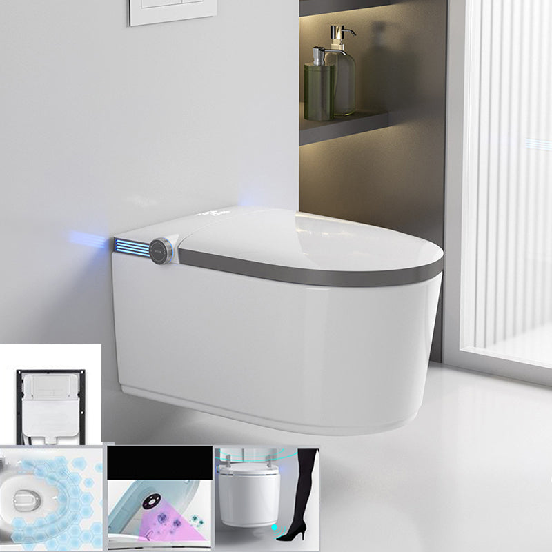 Modern White Gravity Flush Toilet One-Piece Wall Mount Toilet for Bathroom Foot Touch Flush (Standard Configuration) Toilet with High Tanker Clearhalo 'Bathroom Remodel & Bathroom Fixtures' 'Home Improvement' 'home_improvement' 'home_improvement_toilets' 'Toilets & Bidets' 'Toilets' 6745761