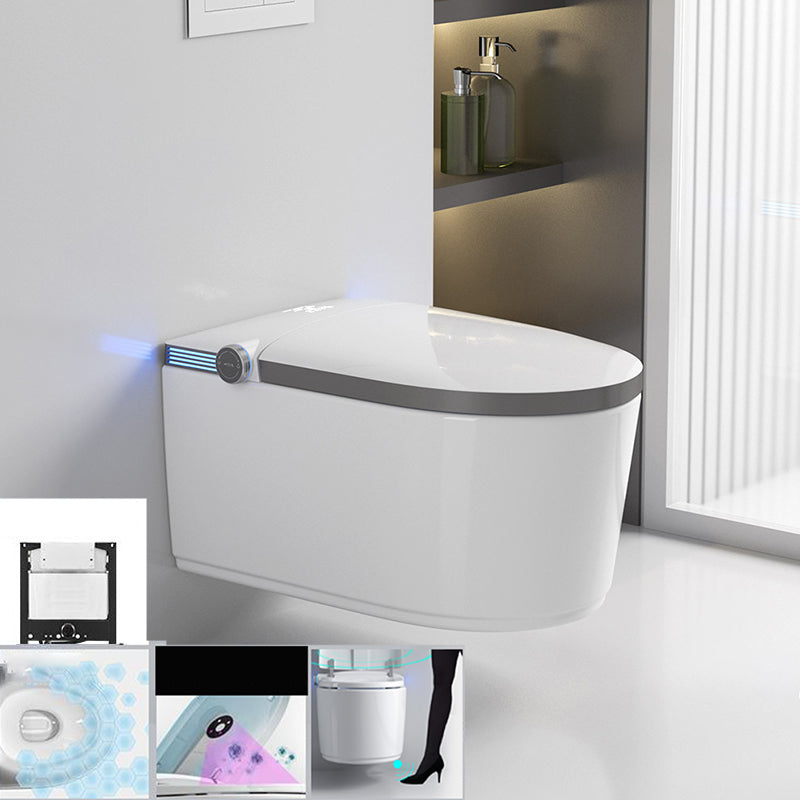 Modern White Gravity Flush Toilet One-Piece Wall Mount Toilet for Bathroom Foot Touch Flush (Standard Configuration) Toilet with Low Tanker Clearhalo 'Bathroom Remodel & Bathroom Fixtures' 'Home Improvement' 'home_improvement' 'home_improvement_toilets' 'Toilets & Bidets' 'Toilets' 6745762