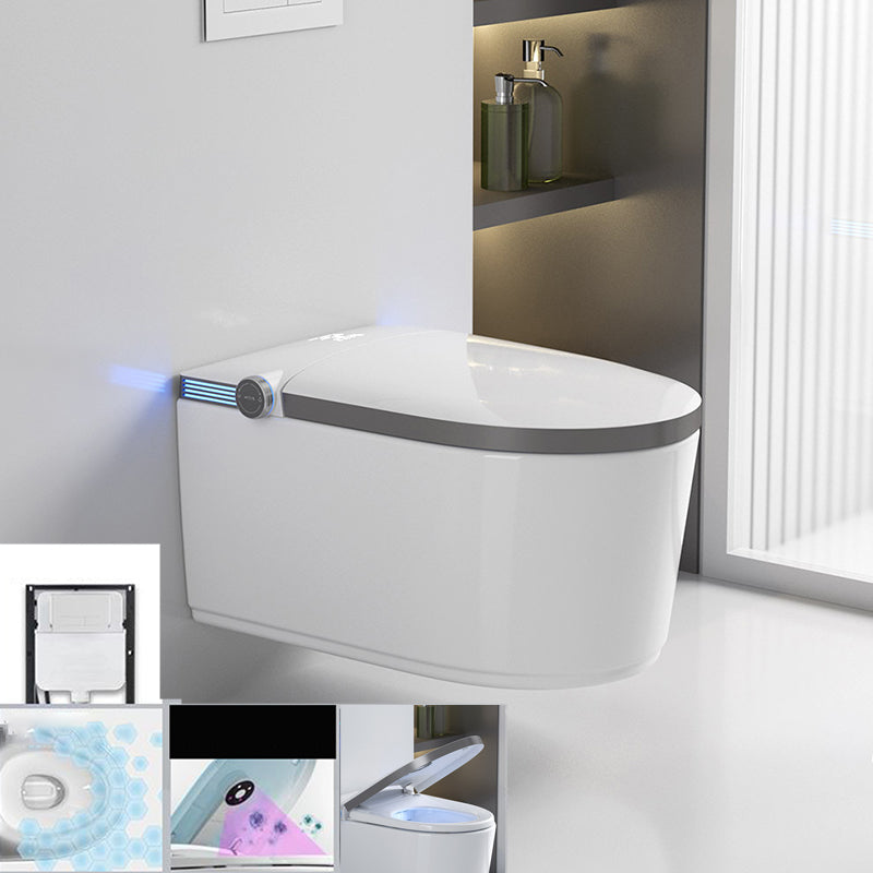 Modern White Gravity Flush Toilet One-Piece Wall Mount Toilet for Bathroom Automatic Lid( Top Configuration) Toilet with High Tanker Clearhalo 'Bathroom Remodel & Bathroom Fixtures' 'Home Improvement' 'home_improvement' 'home_improvement_toilets' 'Toilets & Bidets' 'Toilets' 6745764