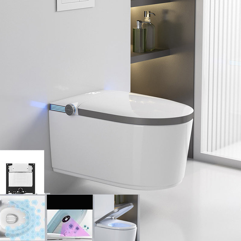 Modern White Gravity Flush Toilet One-Piece Wall Mount Toilet for Bathroom Automatic Lid( Top Configuration) Toilet with Low Tanker Clearhalo 'Bathroom Remodel & Bathroom Fixtures' 'Home Improvement' 'home_improvement' 'home_improvement_toilets' 'Toilets & Bidets' 'Toilets' 6745766