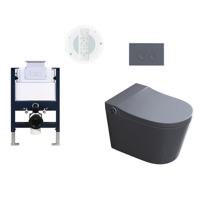 Modern Grey Siphon Jet Flush Toilet One-Piece Wall Mount Toilet for Bathroom Manual Lid (Standard) Toilet with Low Tanker Clearhalo 'Bathroom Remodel & Bathroom Fixtures' 'Home Improvement' 'home_improvement' 'home_improvement_toilets' 'Toilets & Bidets' 'Toilets' 6745783