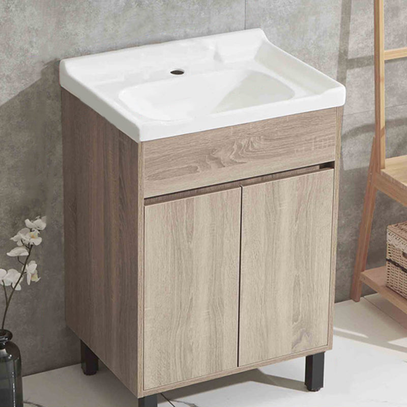 Wood Bathroom Vanity Rectangle Single Sink Mirror Freestanding Vanity Set with 2 Doors Bathroom Vanity 24"L x 18"W x 35"H Clearhalo 'Bathroom Remodel & Bathroom Fixtures' 'Bathroom Vanities' 'bathroom_vanities' 'Home Improvement' 'home_improvement' 'home_improvement_bathroom_vanities' 6749089