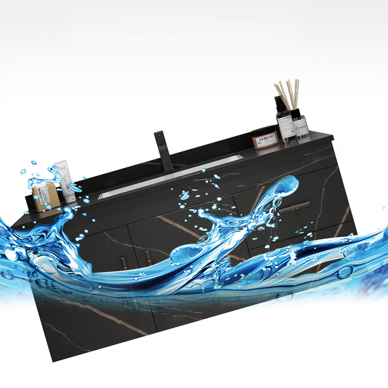 Stone Top Vanity Set Single Sink Mirror Drawers Wall-Mounted Rectangle Vanity with 2 Doors Clearhalo 'Bathroom Remodel & Bathroom Fixtures' 'Bathroom Vanities' 'bathroom_vanities' 'Home Improvement' 'home_improvement' 'home_improvement_bathroom_vanities' 6752747