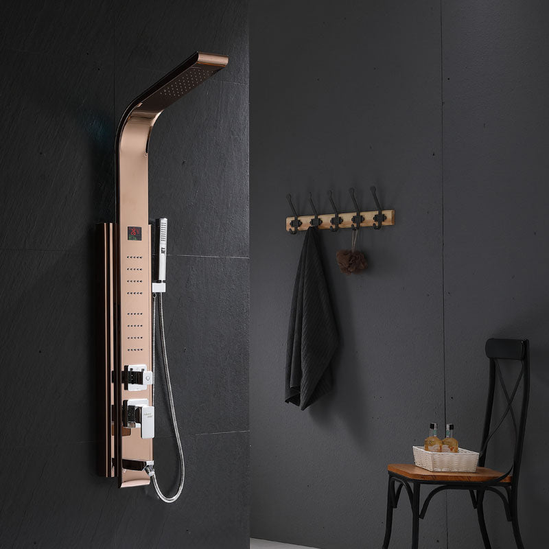 Shower Set Shower Screen Intelligent Digital Display Bathroom Shower Head Rose Gold Temperature Control Clearhalo 'Bathroom Remodel & Bathroom Fixtures' 'Home Improvement' 'home_improvement' 'home_improvement_shower_faucets' 'Shower Faucets & Systems' 'shower_faucets' 'Showers & Bathtubs Plumbing' 'Showers & Bathtubs' 6756207