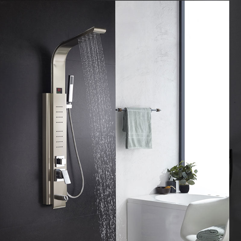 Shower Set Shower Screen Intelligent Digital Display Bathroom Shower Head Silver Temperature Control Clearhalo 'Bathroom Remodel & Bathroom Fixtures' 'Home Improvement' 'home_improvement' 'home_improvement_shower_faucets' 'Shower Faucets & Systems' 'shower_faucets' 'Showers & Bathtubs Plumbing' 'Showers & Bathtubs' 6756209