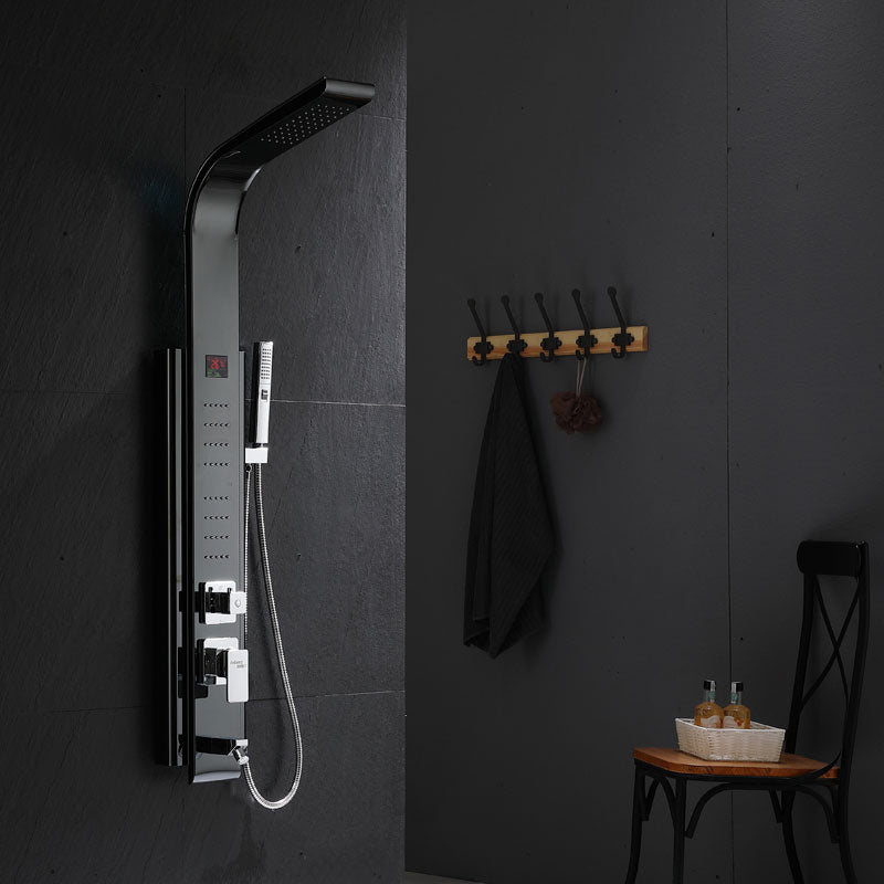 Shower Set Shower Screen Intelligent Digital Display Bathroom Shower Head Black Temperature Control Clearhalo 'Bathroom Remodel & Bathroom Fixtures' 'Home Improvement' 'home_improvement' 'home_improvement_shower_faucets' 'Shower Faucets & Systems' 'shower_faucets' 'Showers & Bathtubs Plumbing' 'Showers & Bathtubs' 6756212