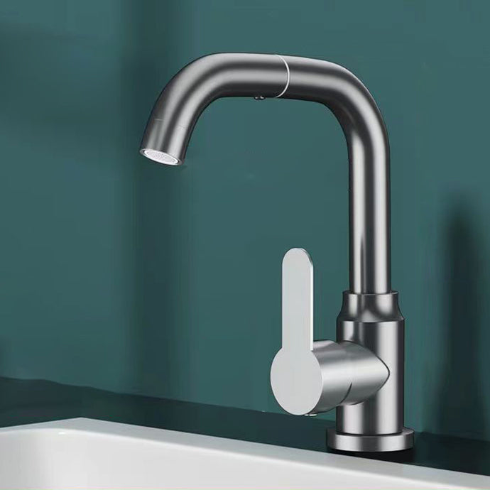 Modern Vessel Sink Bathroom Faucet Brass Lever Swivel Spout Vessel Faucet Clearhalo 'Bathroom Remodel & Bathroom Fixtures' 'Bathroom Sink Faucets' 'Bathroom Sinks & Faucet Components' 'bathroom_sink_faucets' 'Casa' 'Home Improvement' 'home_improvement' 'home_improvement_bathroom_sink_faucets' 6756228