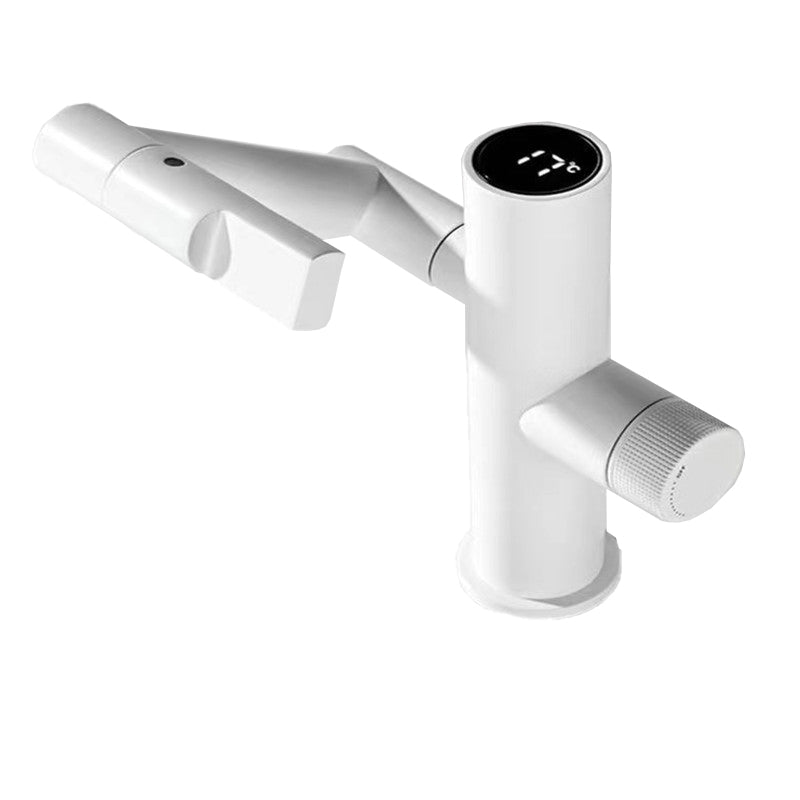 Modern Vessel Sink Faucet Copper 1-Handle Low Arc Vessel Faucet for Bathroom White 24 Inches Clearhalo 'Bathroom Remodel & Bathroom Fixtures' 'Bathroom Sink Faucets' 'Bathroom Sinks & Faucet Components' 'bathroom_sink_faucets' 'Home Improvement' 'home_improvement' 'home_improvement_bathroom_sink_faucets' 6756264