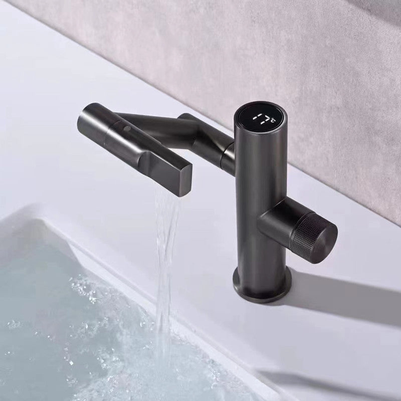 Modern Vessel Sink Faucet Copper 1-Handle Low Arc Vessel Faucet for Bathroom Black Supply Line Not Included Clearhalo 'Bathroom Remodel & Bathroom Fixtures' 'Bathroom Sink Faucets' 'Bathroom Sinks & Faucet Components' 'bathroom_sink_faucets' 'Home Improvement' 'home_improvement' 'home_improvement_bathroom_sink_faucets' 6756271