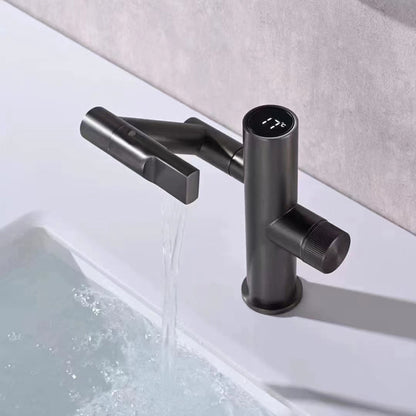 Modern Vessel Sink Faucet Copper 1-Handle Low Arc Vessel Faucet for Bathroom Black Supply Line Not Included Clearhalo 'Bathroom Remodel & Bathroom Fixtures' 'Bathroom Sink Faucets' 'Bathroom Sinks & Faucet Components' 'bathroom_sink_faucets' 'Home Improvement' 'home_improvement' 'home_improvement_bathroom_sink_faucets' 6756271