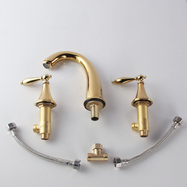 Modern Widespread Sink Faucet Plain Bathroom Double Handle Faucet with Lever Handle Clearhalo 'Bathroom Remodel & Bathroom Fixtures' 'Bathroom Sink Faucets' 'Bathroom Sinks & Faucet Components' 'bathroom_sink_faucets' 'Home Improvement' 'home_improvement' 'home_improvement_bathroom_sink_faucets' 6756344