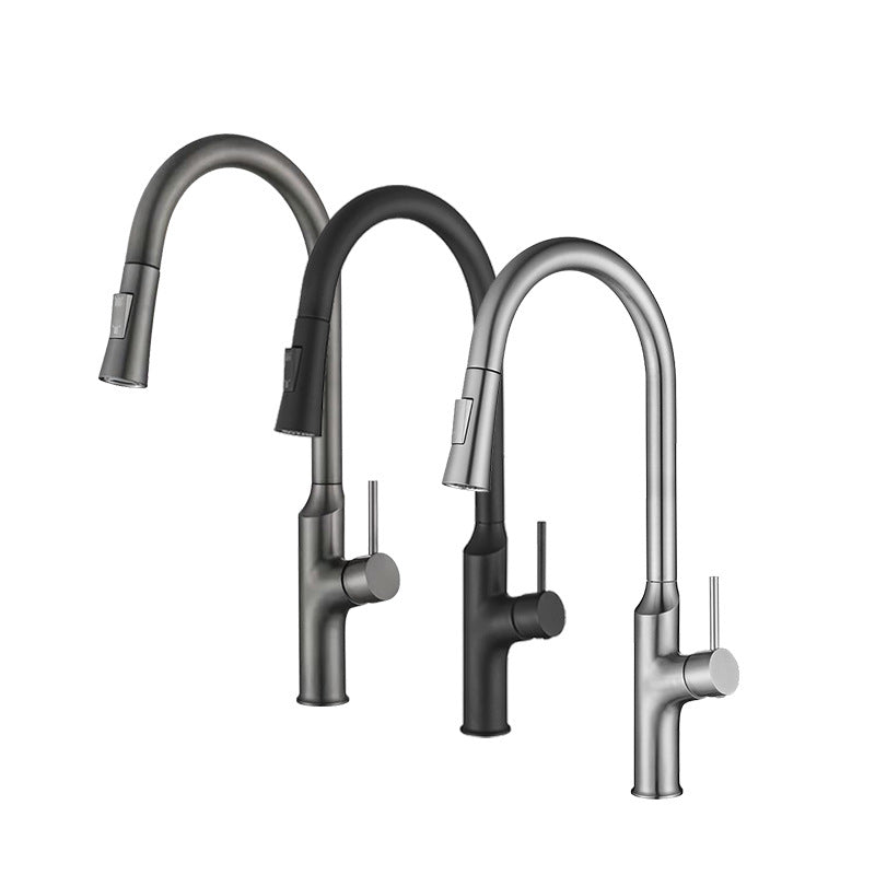 Contemporary Single Lever Kitchen Faucet 1-Hold Water Faucet with Pull out Sprayer Clearhalo 'Home Improvement' 'home_improvement' 'home_improvement_kitchen_faucets' 'Kitchen Faucets' 'Kitchen Remodel & Kitchen Fixtures' 'Kitchen Sinks & Faucet Components' 'kitchen_faucets' 6756376