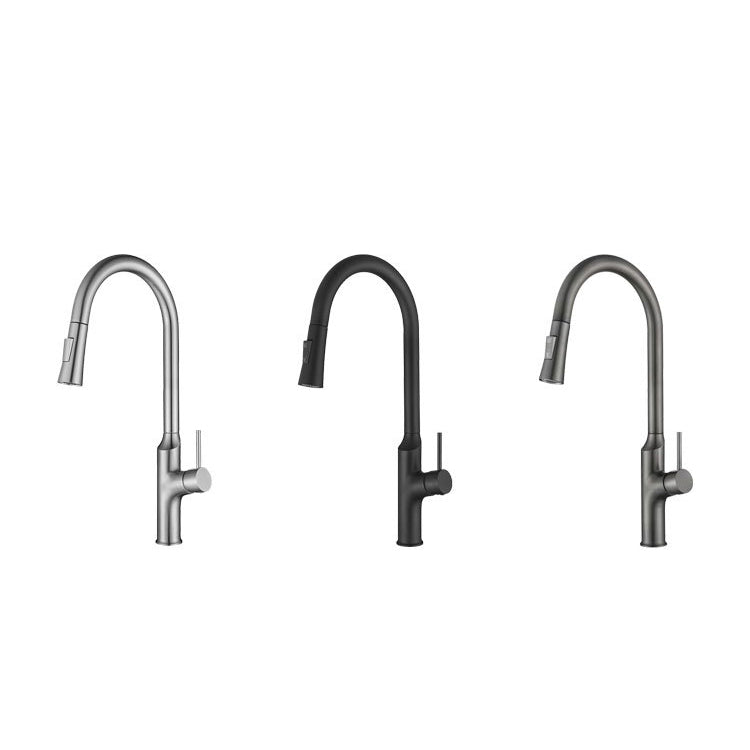 Contemporary Single Lever Kitchen Faucet 1-Hold Water Faucet with Pull out Sprayer Clearhalo 'Home Improvement' 'home_improvement' 'home_improvement_kitchen_faucets' 'Kitchen Faucets' 'Kitchen Remodel & Kitchen Fixtures' 'Kitchen Sinks & Faucet Components' 'kitchen_faucets' 6756384