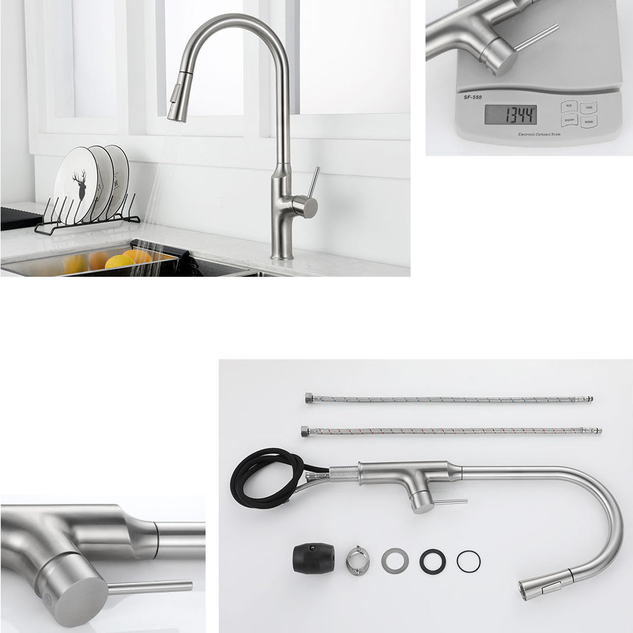 Contemporary Single Lever Kitchen Faucet 1-Hold Water Faucet with Pull out Sprayer Clearhalo 'Home Improvement' 'home_improvement' 'home_improvement_kitchen_faucets' 'Kitchen Faucets' 'Kitchen Remodel & Kitchen Fixtures' 'Kitchen Sinks & Faucet Components' 'kitchen_faucets' 6756386