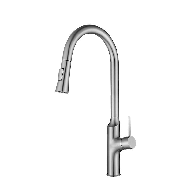 Contemporary Single Lever Kitchen Faucet 1-Hold Water Faucet with Pull out Sprayer Clearhalo 'Home Improvement' 'home_improvement' 'home_improvement_kitchen_faucets' 'Kitchen Faucets' 'Kitchen Remodel & Kitchen Fixtures' 'Kitchen Sinks & Faucet Components' 'kitchen_faucets' 6756388