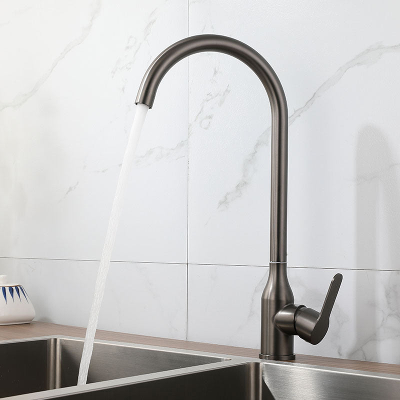 Contemporary Pull down Single Handle Standard Kitchen Faucet High Arch Water Filler Grey Clearhalo 'Home Improvement' 'home_improvement' 'home_improvement_kitchen_faucets' 'Kitchen Faucets' 'Kitchen Remodel & Kitchen Fixtures' 'Kitchen Sinks & Faucet Components' 'kitchen_faucets' 6756391