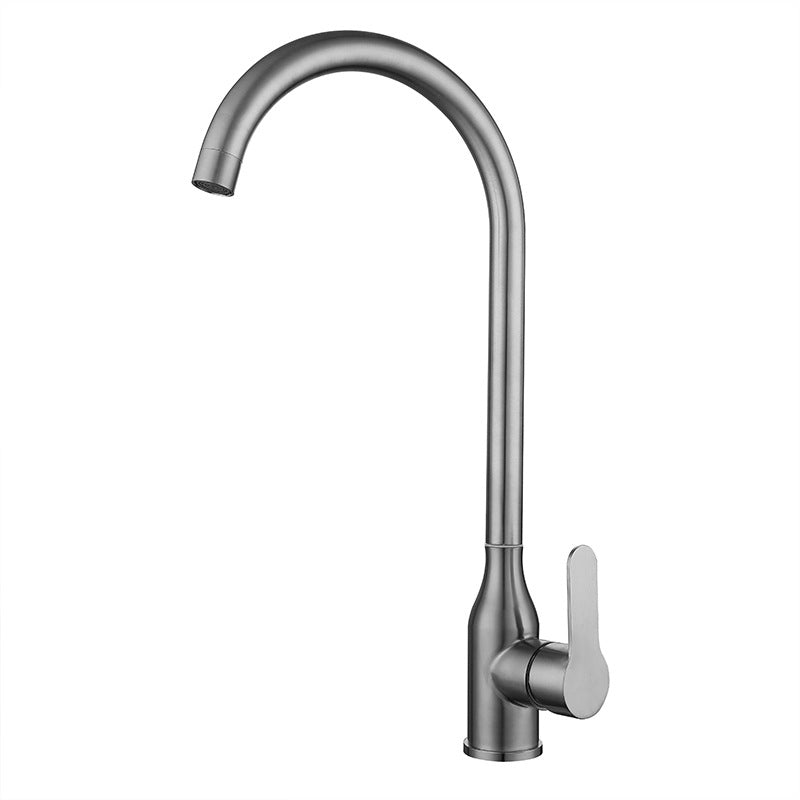 Contemporary Pull down Single Handle Standard Kitchen Faucet High Arch Water Filler Nickel Clearhalo 'Home Improvement' 'home_improvement' 'home_improvement_kitchen_faucets' 'Kitchen Faucets' 'Kitchen Remodel & Kitchen Fixtures' 'Kitchen Sinks & Faucet Components' 'kitchen_faucets' 6756393