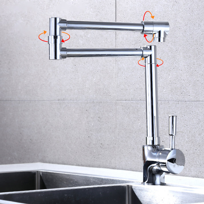 Modern Faucet 1-Handle 1-Hole Brass Single Level Low Profile Pot Filler Kitchen Faucet 12.3" Clearhalo 'Home Improvement' 'home_improvement' 'home_improvement_kitchen_faucets' 'Kitchen Faucets' 'Kitchen Remodel & Kitchen Fixtures' 'Kitchen Sinks & Faucet Components' 'kitchen_faucets' 6756400