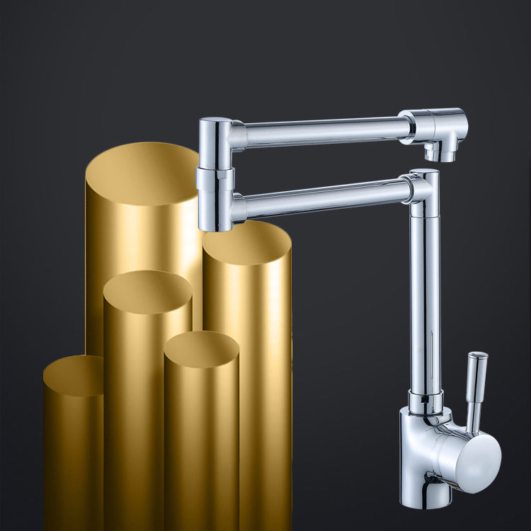 Modern Faucet 1-Handle 1-Hole Brass Single Level Low Profile Pot Filler Kitchen Faucet Clearhalo 'Home Improvement' 'home_improvement' 'home_improvement_kitchen_faucets' 'Kitchen Faucets' 'Kitchen Remodel & Kitchen Fixtures' 'Kitchen Sinks & Faucet Components' 'kitchen_faucets' 6756410