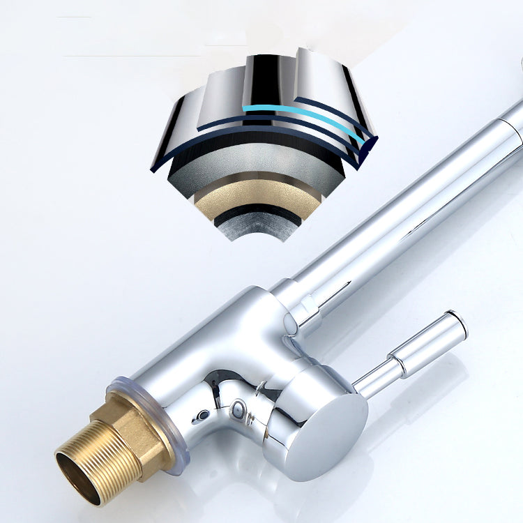 Modern Faucet 1-Handle 1-Hole Brass Single Level Low Profile Pot Filler Kitchen Faucet Clearhalo 'Home Improvement' 'home_improvement' 'home_improvement_kitchen_faucets' 'Kitchen Faucets' 'Kitchen Remodel & Kitchen Fixtures' 'Kitchen Sinks & Faucet Components' 'kitchen_faucets' 6756411