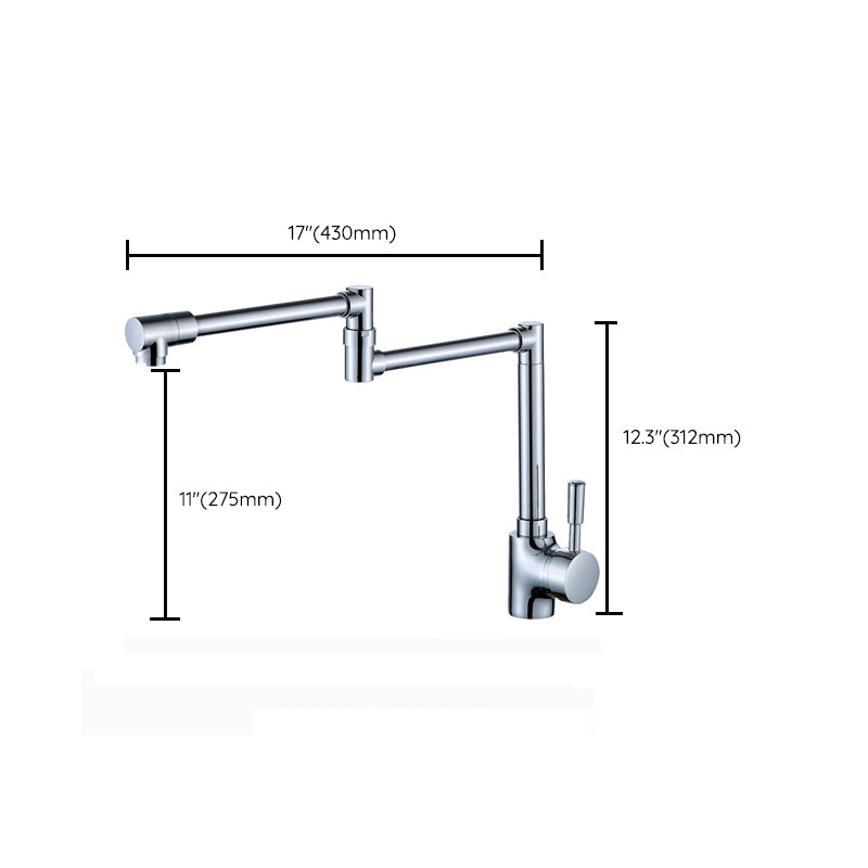 Modern Faucet 1-Handle 1-Hole Brass Single Level Low Profile Pot Filler Kitchen Faucet Clearhalo 'Home Improvement' 'home_improvement' 'home_improvement_kitchen_faucets' 'Kitchen Faucets' 'Kitchen Remodel & Kitchen Fixtures' 'Kitchen Sinks & Faucet Components' 'kitchen_faucets' 6756418