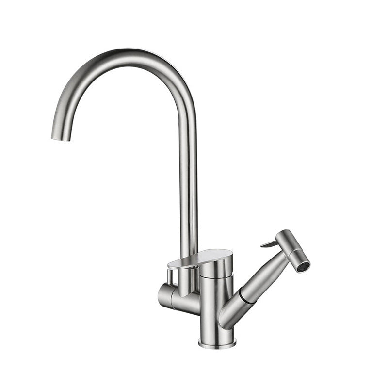 Contemporary Pull Down Kitchen Faucet 2- Handle 2-Function Faucet with Pull Out Sprayer Clearhalo 'Home Improvement' 'home_improvement' 'home_improvement_kitchen_faucets' 'Kitchen Faucets' 'Kitchen Remodel & Kitchen Fixtures' 'Kitchen Sinks & Faucet Components' 'kitchen_faucets' 6756424