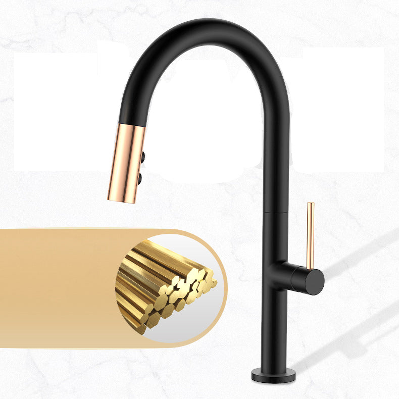 Pull Down Kitchen Faucet Single Handle 2-Function Faucet with Pull Out Sprayer Clearhalo 'Home Improvement' 'home_improvement' 'home_improvement_kitchen_faucets' 'Kitchen Faucets' 'Kitchen Remodel & Kitchen Fixtures' 'Kitchen Sinks & Faucet Components' 'kitchen_faucets' 6756441