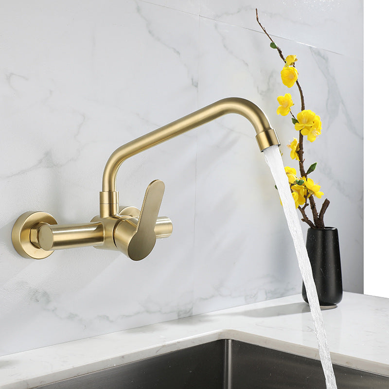 Modern Faucet 1-Handle 2-Hole Single Level Low Profile Pot Filler Faucet Gold Low Radian Clearhalo 'Home Improvement' 'home_improvement' 'home_improvement_kitchen_faucets' 'Kitchen Faucets' 'Kitchen Remodel & Kitchen Fixtures' 'Kitchen Sinks & Faucet Components' 'kitchen_faucets' 6756446