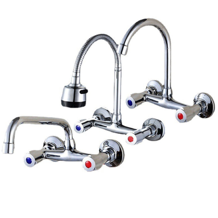 Modern 1-Hold Bar Faucet Double Handle Wall-mounted Lead Free Bar Faucet Clearhalo 'Home Improvement' 'home_improvement' 'home_improvement_kitchen_faucets' 'Kitchen Faucets' 'Kitchen Remodel & Kitchen Fixtures' 'Kitchen Sinks & Faucet Components' 'kitchen_faucets' 6756463