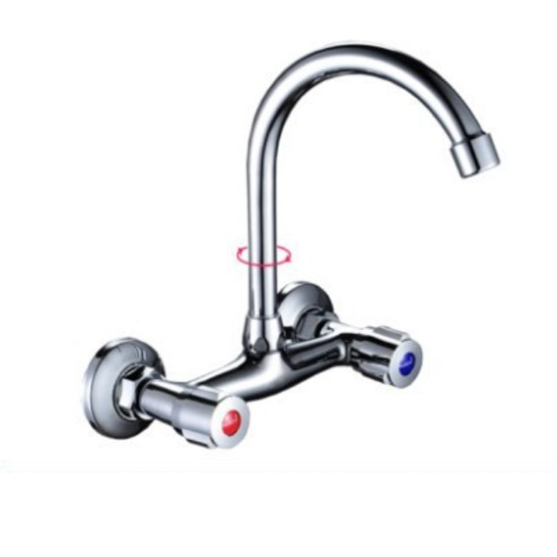 Modern 1-Hold Bar Faucet Double Handle Wall-mounted Lead Free Bar Faucet 9.1" Clearhalo 'Home Improvement' 'home_improvement' 'home_improvement_kitchen_faucets' 'Kitchen Faucets' 'Kitchen Remodel & Kitchen Fixtures' 'Kitchen Sinks & Faucet Components' 'kitchen_faucets' 6756464