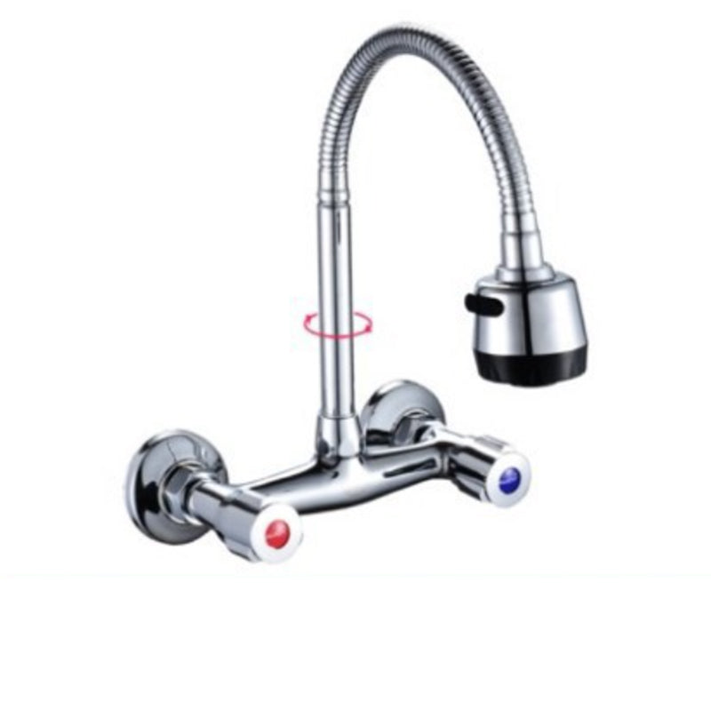 Modern 1-Hold Bar Faucet Double Handle Wall-mounted Lead Free Bar Faucet 18.1" Clearhalo 'Home Improvement' 'home_improvement' 'home_improvement_kitchen_faucets' 'Kitchen Faucets' 'Kitchen Remodel & Kitchen Fixtures' 'Kitchen Sinks & Faucet Components' 'kitchen_faucets' 6756469