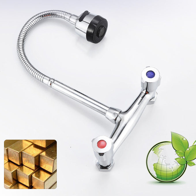 Modern 1-Hold Bar Faucet Double Handle Wall-mounted Lead Free Bar Faucet Clearhalo 'Home Improvement' 'home_improvement' 'home_improvement_kitchen_faucets' 'Kitchen Faucets' 'Kitchen Remodel & Kitchen Fixtures' 'Kitchen Sinks & Faucet Components' 'kitchen_faucets' 6756470