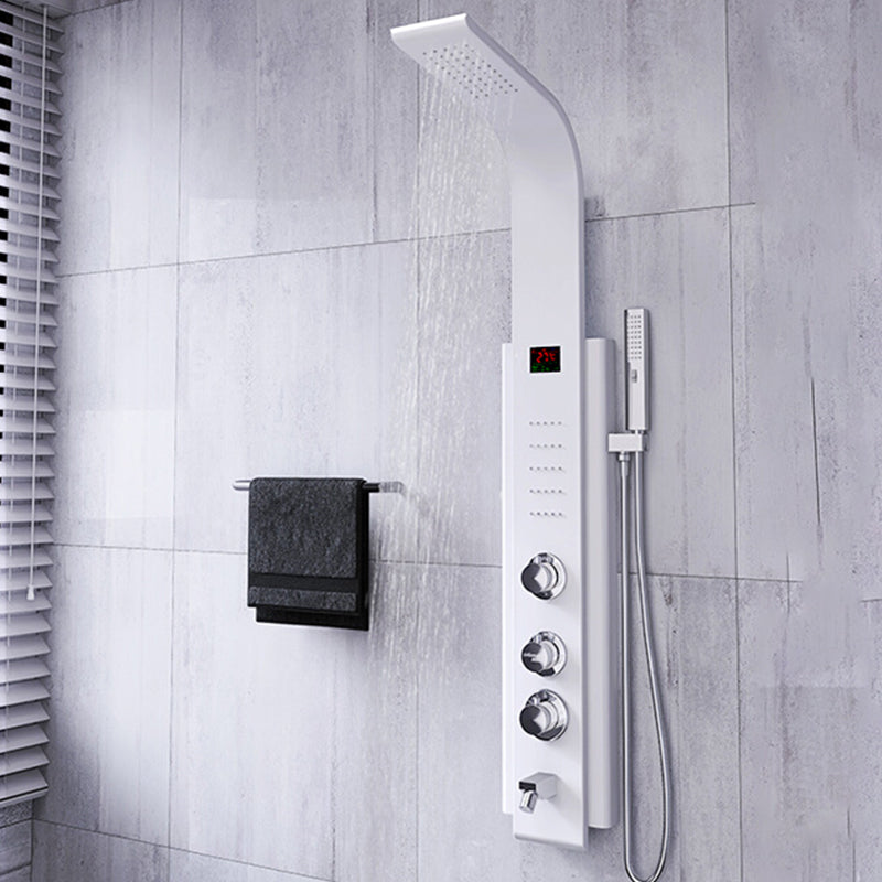 White Shower Screen Set Smart Constant Temperature Bathroom Waterfall Rain Shower Head Clearhalo 'Bathroom Remodel & Bathroom Fixtures' 'Home Improvement' 'home_improvement' 'home_improvement_shower_faucets' 'Shower Faucets & Systems' 'shower_faucets' 'Showers & Bathtubs Plumbing' 'Showers & Bathtubs' 6756543