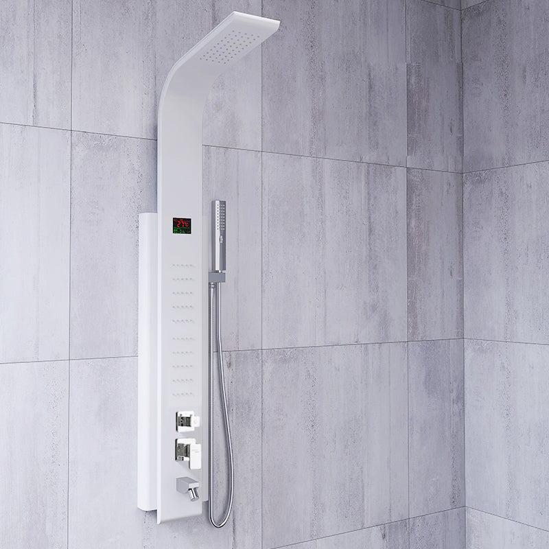 White Shower Screen Set Smart Constant Temperature Bathroom Waterfall Rain Shower Head Temperature Control Clearhalo 'Bathroom Remodel & Bathroom Fixtures' 'Home Improvement' 'home_improvement' 'home_improvement_shower_faucets' 'Shower Faucets & Systems' 'shower_faucets' 'Showers & Bathtubs Plumbing' 'Showers & Bathtubs' 6756544