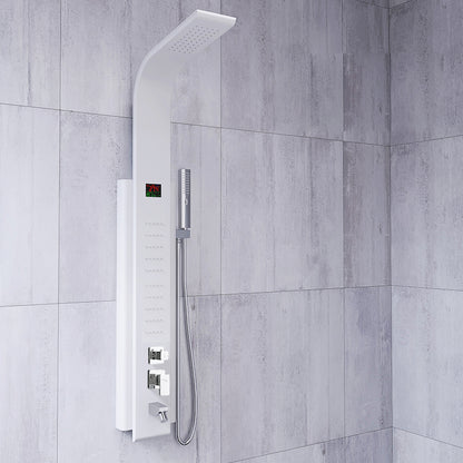 White Shower Screen Set Smart Constant Temperature Bathroom Waterfall Rain Shower Head Temperature Control Clearhalo 'Bathroom Remodel & Bathroom Fixtures' 'Home Improvement' 'home_improvement' 'home_improvement_shower_faucets' 'Shower Faucets & Systems' 'shower_faucets' 'Showers & Bathtubs Plumbing' 'Showers & Bathtubs' 6756544