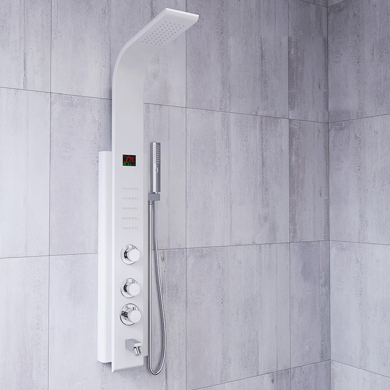 White Shower Screen Set Smart Constant Temperature Bathroom Waterfall Rain Shower Head Thermostatic Clearhalo 'Bathroom Remodel & Bathroom Fixtures' 'Home Improvement' 'home_improvement' 'home_improvement_shower_faucets' 'Shower Faucets & Systems' 'shower_faucets' 'Showers & Bathtubs Plumbing' 'Showers & Bathtubs' 6756545