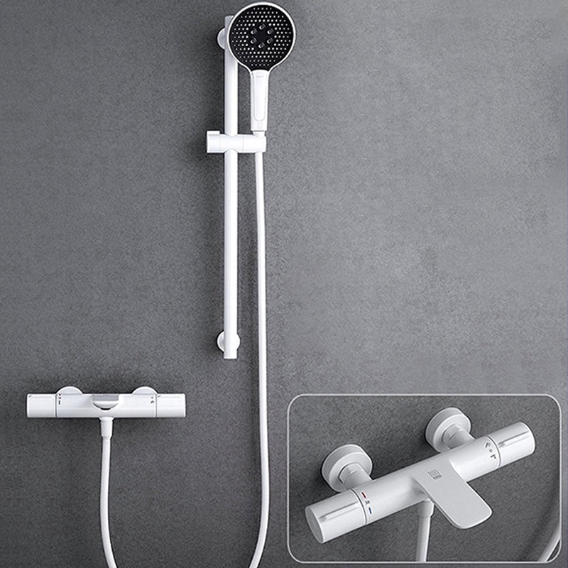 Shower Set Bathroom Shower Full Copper Household Shower Head White Thermostatic Slide Bar Included Clearhalo 'Bathroom Remodel & Bathroom Fixtures' 'Home Improvement' 'home_improvement' 'home_improvement_shower_faucets' 'Shower Faucets & Systems' 'shower_faucets' 'Showers & Bathtubs Plumbing' 'Showers & Bathtubs' 6756583