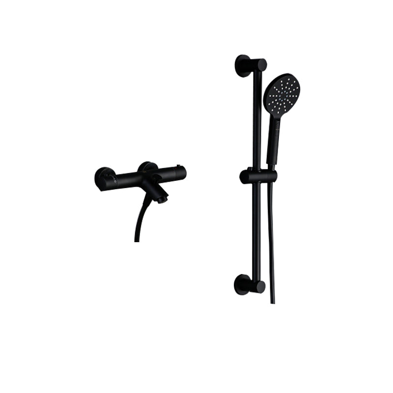 Shower Set Bathroom Shower Full Copper Household Shower Head Black Thermostatic Slide Bar Included Clearhalo 'Bathroom Remodel & Bathroom Fixtures' 'Home Improvement' 'home_improvement' 'home_improvement_shower_faucets' 'Shower Faucets & Systems' 'shower_faucets' 'Showers & Bathtubs Plumbing' 'Showers & Bathtubs' 6756595