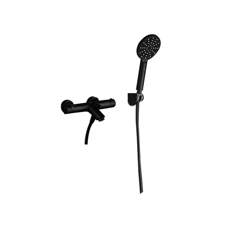 Shower Set Bathroom Shower Full Copper Household Shower Head Black Thermostatic Slide Bar Not Included Clearhalo 'Bathroom Remodel & Bathroom Fixtures' 'Home Improvement' 'home_improvement' 'home_improvement_shower_faucets' 'Shower Faucets & Systems' 'shower_faucets' 'Showers & Bathtubs Plumbing' 'Showers & Bathtubs' 6756599