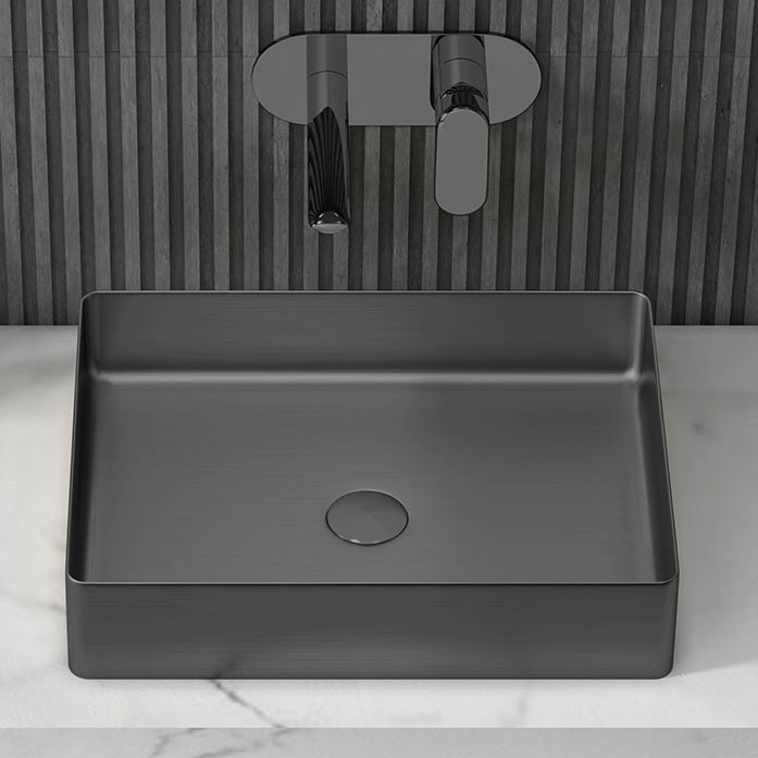 Contemporary Trough Bathroom Sink Solid Color Metal Trough Sink Clearhalo 'Bathroom Remodel & Bathroom Fixtures' 'Bathroom Sinks & Faucet Components' 'Bathroom Sinks' 'bathroom_sink' 'Home Improvement' 'home_improvement' 'home_improvement_bathroom_sink' 6756626
